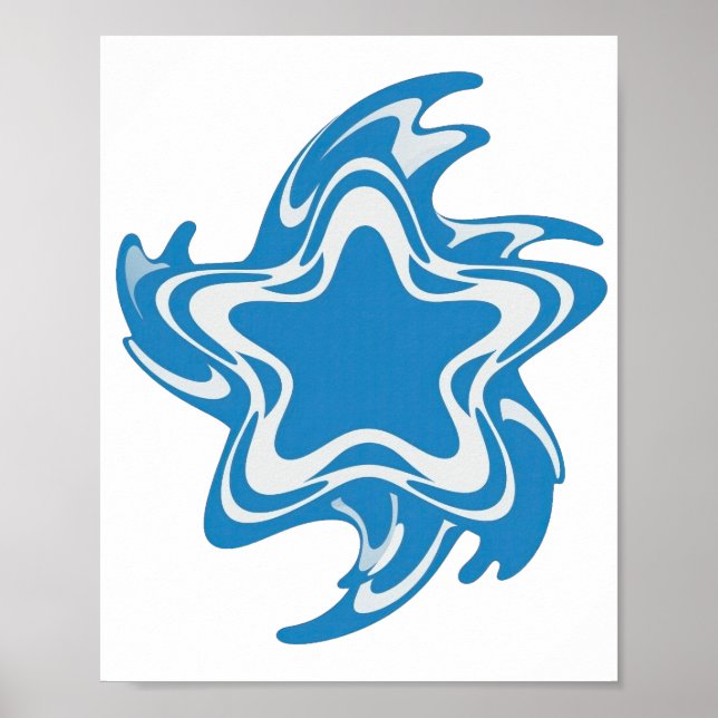 Affiche Magnifique conception graphique Blue Star bleue (Devant)