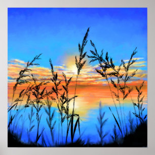 Affiche Magnifique coucher de soleil sur le lac - Miroir -