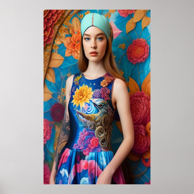 Affiche Magnifique dame avec tatouage (Devant)