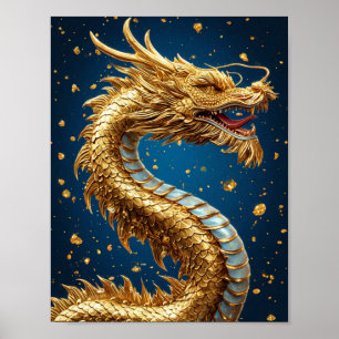 Affiche Magnifique dragon doré