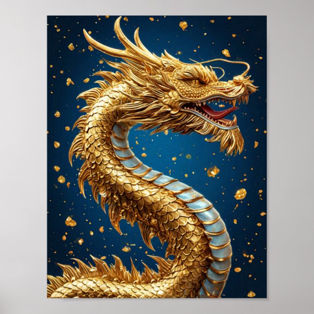Affiche Magnifique dragon doré (Devant)