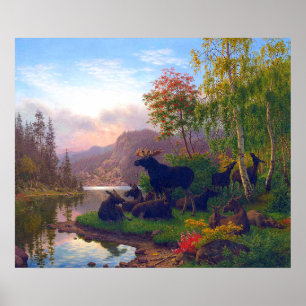 Affiche Magnifique élan dans un paysage suédois d'automne