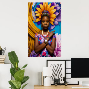 Affiche Magnifique femme africaine avec montre