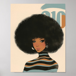 Affiche Magnifique femme afro-américaine avec un afro