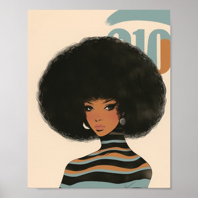Affiche Magnifique femme afro-américaine avec un afro (Devant)