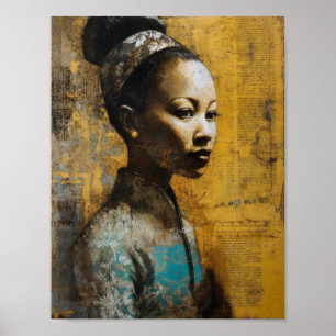 Affiche Magnifique Femme Mélange De Peinture Média