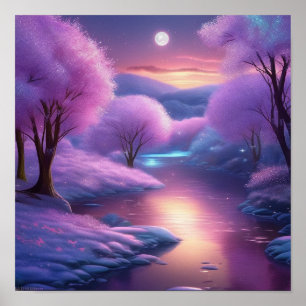 Affiche Magnifique fond violet sur une nuit d'hiver