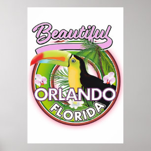 Affiche Magnifique logo de voyage Miami Orlando