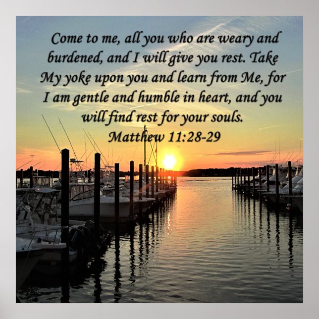 AFFICHE MAGNIFIQUE MATTHEW 11:28 COUCHER DE SOLEIL SUR LA  (Devant)