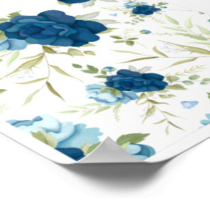 Affiche Magnifique motif floral bleu sans couture