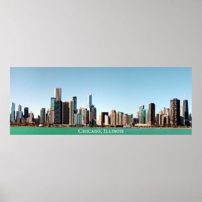 Affiche Magnifique panoramique Chicago Skyline River Sunny (Devant)