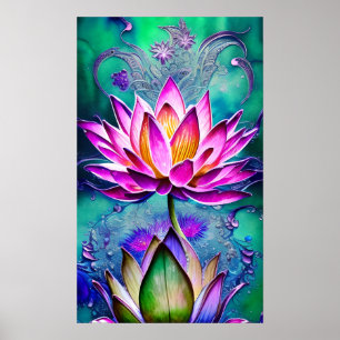 Affiche Magnifique Portrait rose Lotus Flower