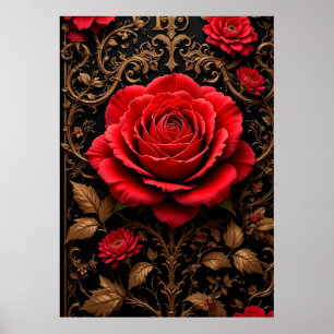 Affiche Magnifique rose rouge conçue