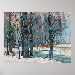 Affiche Magnifique scène de neige hivernale bleu gris