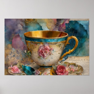 Affiche Magnifique Teacup Média Mixte Peinture Collage
