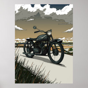 Affiche Magnifique vieille moto vintage