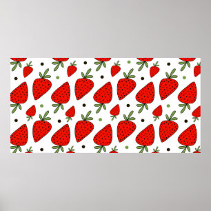 Affiche Magnifiques fraises rouges motif sans couture