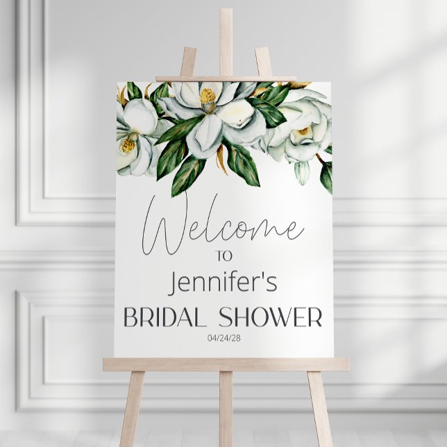 Affiche Magnolia Blanc Élégant Floral Rustique Mariage (Créateur téléchargé)