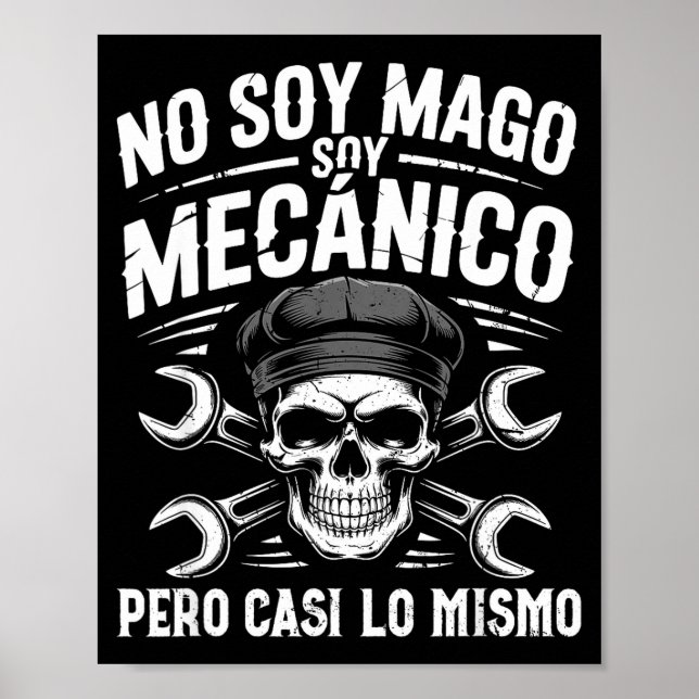 Affiche Mago Y Mecánico Funny Car Mechanic Skull Spanish V (Devant)