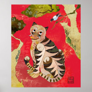 Affiche Magpie et tigre : Art populaire coréen