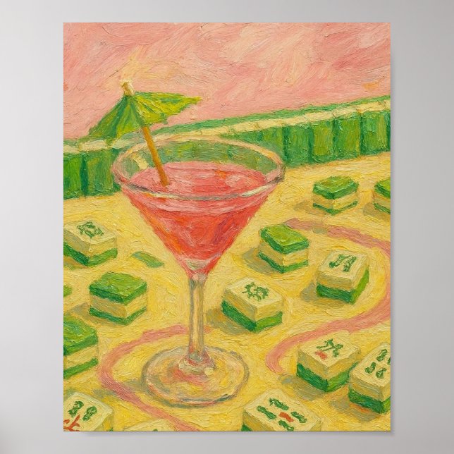 Affiche Mahjong Chic Peinture Cocktail  (Devant)
