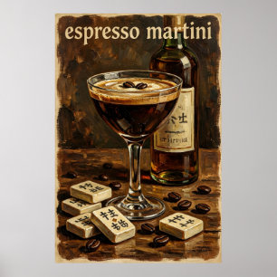 Affiche Mahjong Cocktail Vintage Rétro