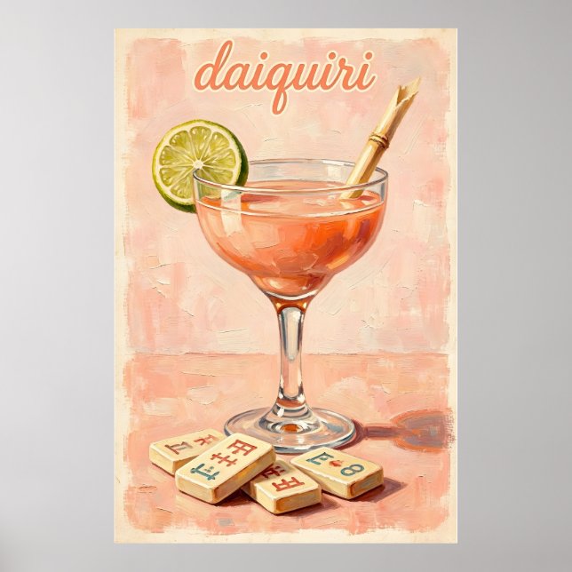 Affiche Mahjong Cocktail Vintage Rétro (Devant)