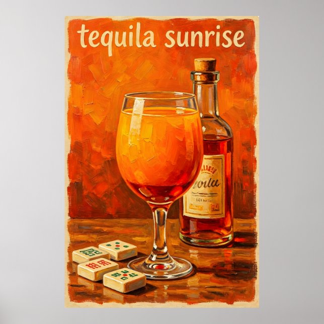Affiche Mahjong Cocktail Vintage Rétro (Devant)
