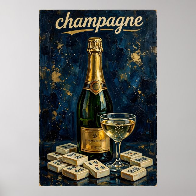 Affiche Mahjong Cocktail Vintage Rétro (Devant)