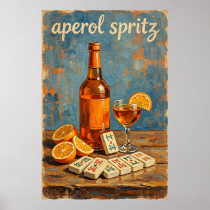 Affiche Mahjong Cocktail Vintage Rétro