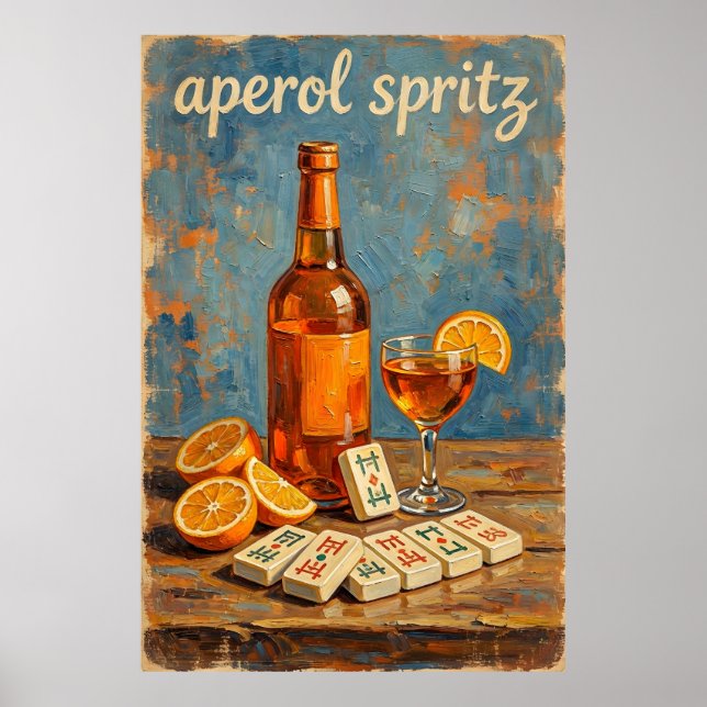 Affiche Mahjong Cocktail Vintage Rétro (Devant)