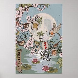 Affiche Mahjong Lever de lune