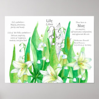 Affiche Mai Anniversaire Lily de la Vallée Langue de Fleur