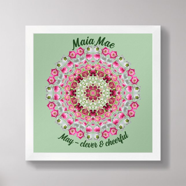 Affiche Mai Fleur de naissance Citation personnalisée Enfa (Framed May Birth Flower Personalized Quote Kids Nursery Poster)