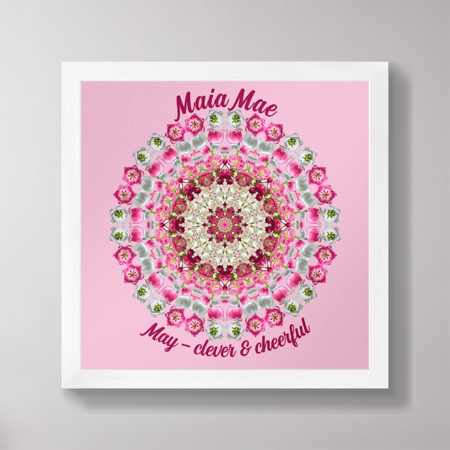 Affiche Mai Fleur de naissance Citation personnalisée Enfa (Framed May Birth Flower Personalized Quote Kids Nursery Poster)