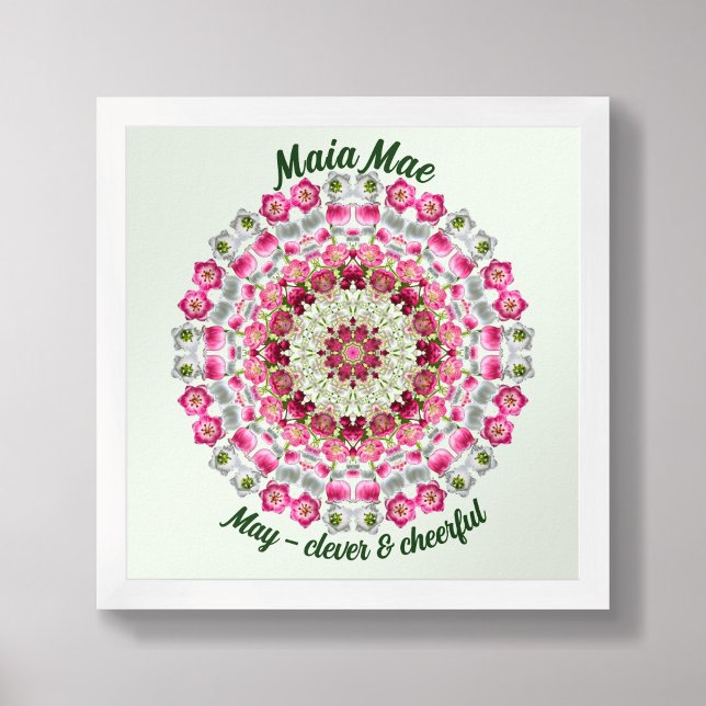 Affiche Mai Fleur de naissance Citation personnalisée Enfa (Framed May Birth Flower Personalized Quote Kids Nursery Poster)