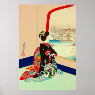 Affiche Maiko et pavillon d'or Hasegawa Sadanobu III 