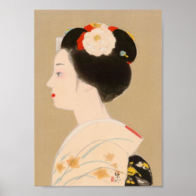 Affiche Maiko Japonaise fille en kimono femme geisha (Devant)