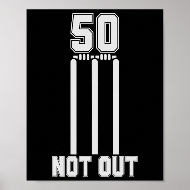 Affiche Maillot de cricket 50 Not Out 50 courses de cricke (Devant)