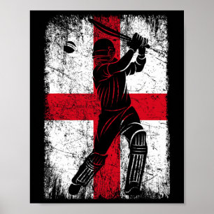 Affiche Maillot de cricket à drapeau d'Angleterre Supporte