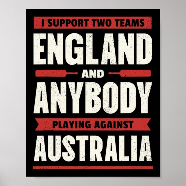 Affiche Maillot de cricket anglais deux équipes pas Austra (Devant)