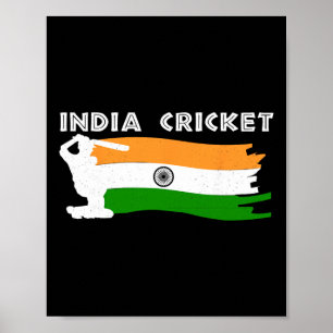 Affiche Maillot de cricket d'Inde avec cadeau de drapeau i