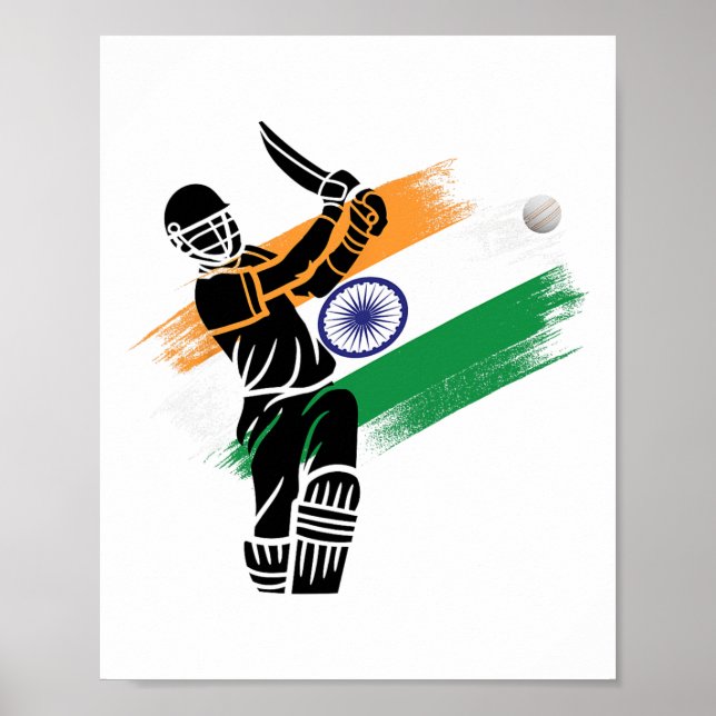 Affiche Maillot de cricket d'Inde Équipe de cricket indien (Devant)