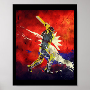 Affiche Maillot de cricket du Népal Drapeau du Népal de cr