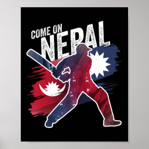 Affiche Maillot de cricket du Népal Supporter du drapeau n