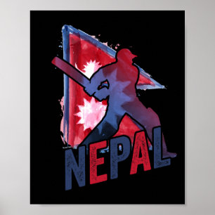 Affiche Maillot de cricket du Népal Supporter du drapeau n