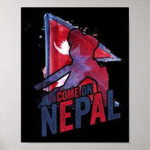 Affiche Maillot de cricket du Népal Supporter du drapeau n