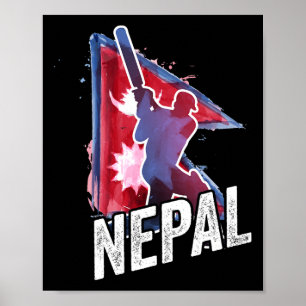 Affiche Maillot de cricket du Népal Supporter du drapeau n
