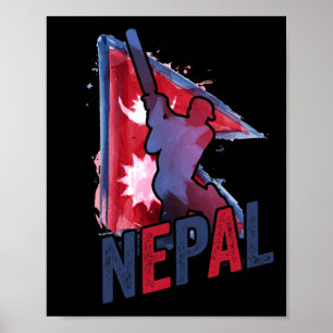 Affiche Maillot de cricket du Népal Supporter du drapeau n