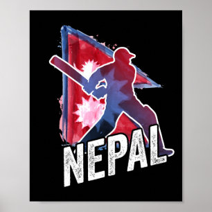 Affiche Maillot de cricket du Népal Supporter du drapeau n